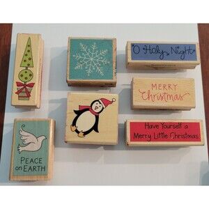 Lot of 7 Christmas Rubber Stamps Hampton Art/Studio G
